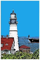 Portland Head Light Guides Ships Into Harbor - Digital Painting